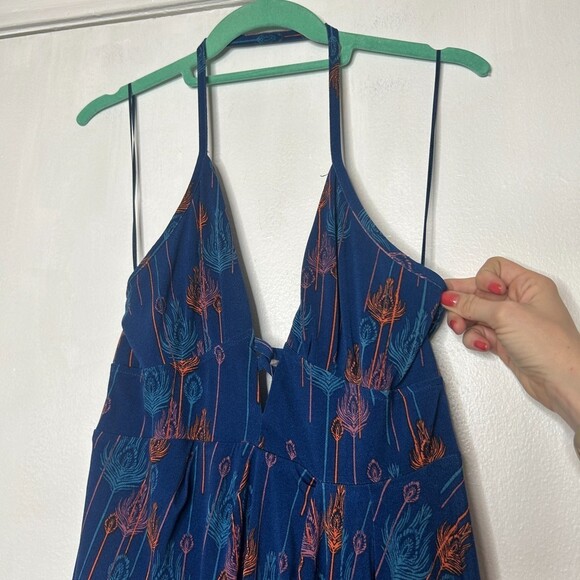 Free People Blue Daydream Peacock Feather Halter Dress Small. 2 for $30 - Picture 5 of 7
